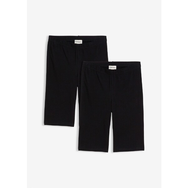 bonprix Dlhé elastické šortky, 2-dielne balenie, farba čierna 54210786