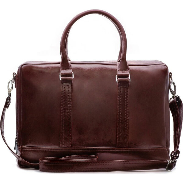 SOLIER Pánska kožená bordó taška SL02 BROWN-MAROON 3568606