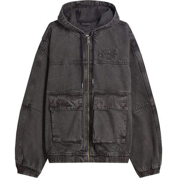 Bershka Prechodná bunda čierny denim 65887316