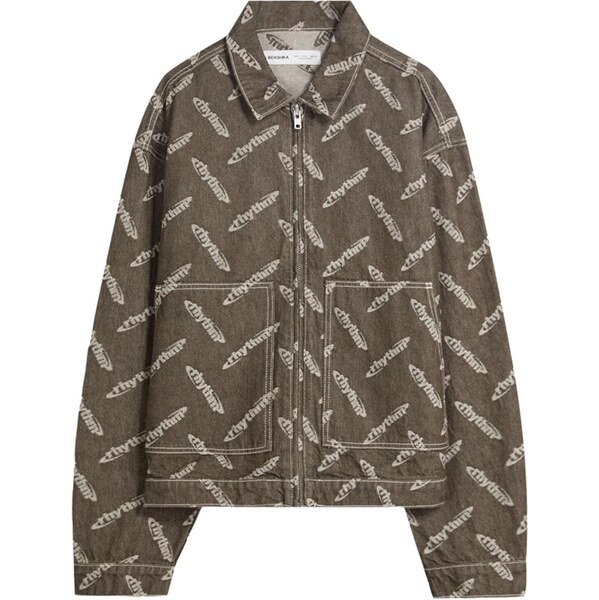 Bershka Prechodná bunda hnedá / šedobiela 65889497