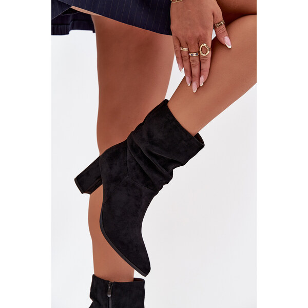 Boto Dámske členkové topánky s riasením vyhrievané čierne Amelise 65540675