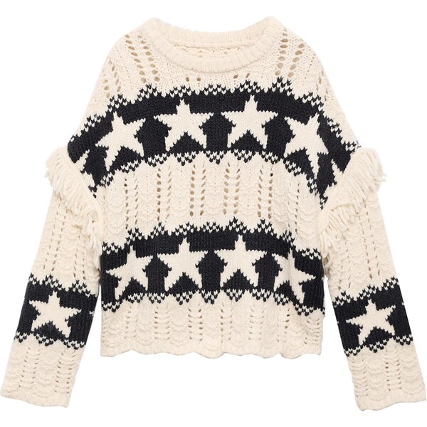 MANGO KIDS Sveter City čierna / biela ako vlna 65665393