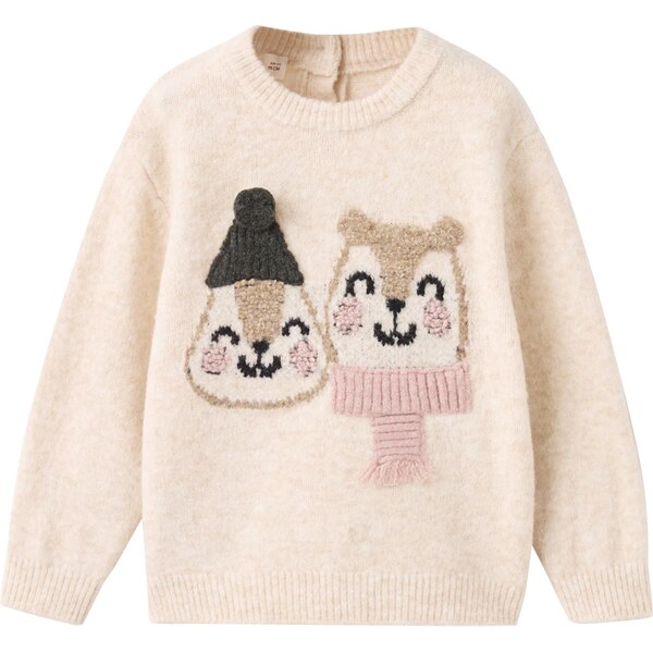 MANGO KIDS Sveter SQUIRELL béžová / piesková / staroružová / čierna 65665394