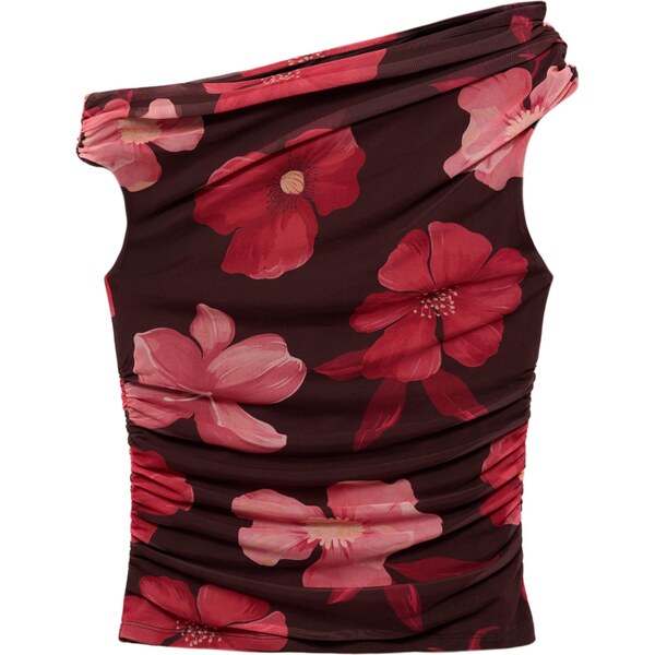 MANGO Top MERI hnedá / marhuľová / svetloružová / karmínovo červená 65894774