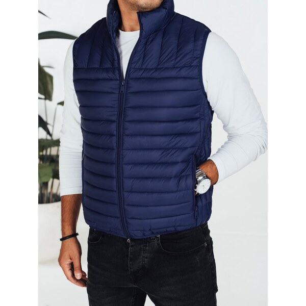 Dstreet Módna tmavomodrá pánska vesta bez kapucne 65543744