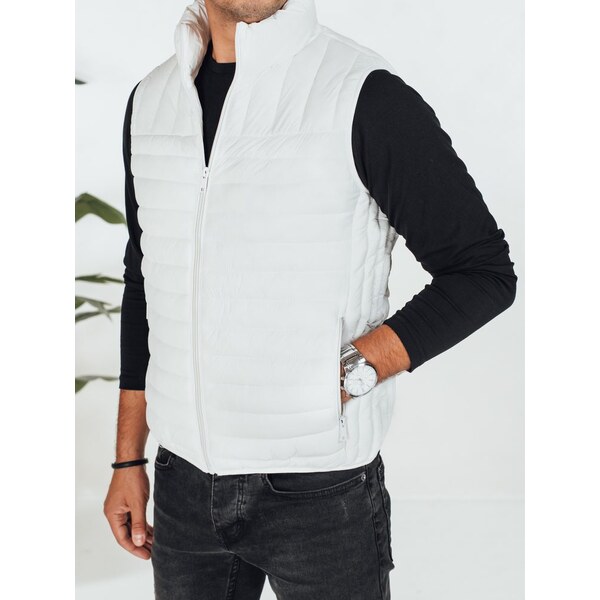 Dstreet Módna biela pánska vesta bez kapucne 65543745