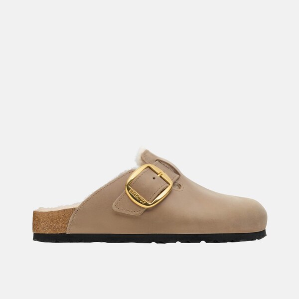 Hnedé narrow našuchovčky Birkenstock Boston Big Buckle Shearling 65547083