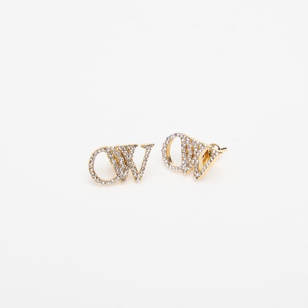 Off-White Ow Earrings W/ Strass Gold/ Silver Universal 65545276
