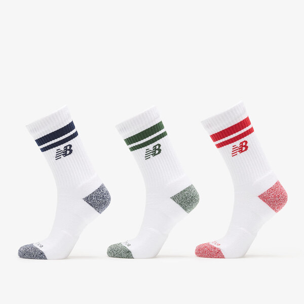 New Balance Active Lifestyle Striped Crew Socks 3-Pack White S 65546433