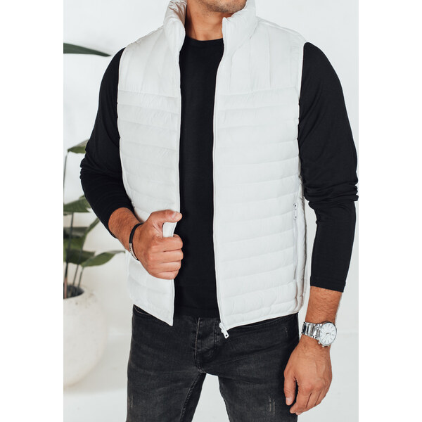 BASIC Biela pánska prešívaná vesta TX5083 65558197