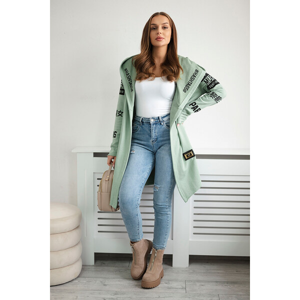 Kesi Mätový dámsky kardigán s nápismi a kapucňou 65558225