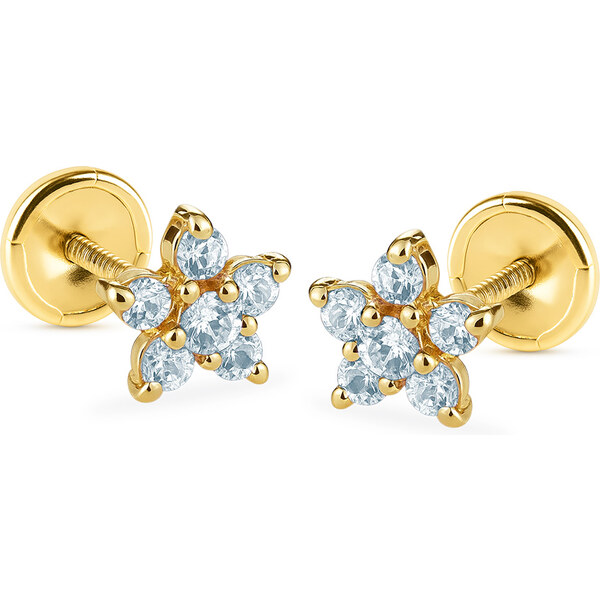 Brilio Zlaté hviezdičkové náušnice so syntetickým akvamarínom 14/188 66583755