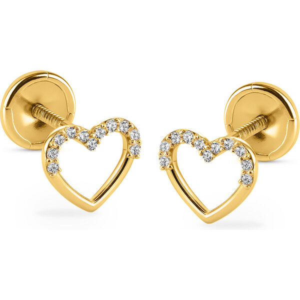 Brilio Srdiečkové náušnice zo žltého zlata so zirkónmi 14/255.281 66593463