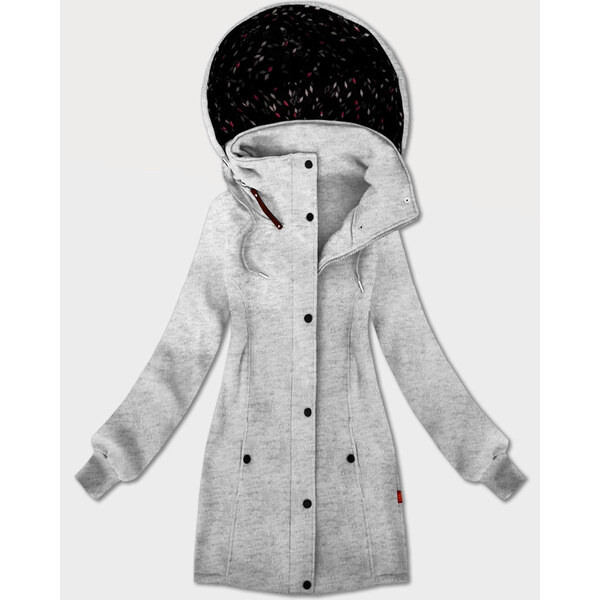 Svetlošedá dámska mikina s kapucňou a stojacím golierom LHD (AMG-171) 65574359