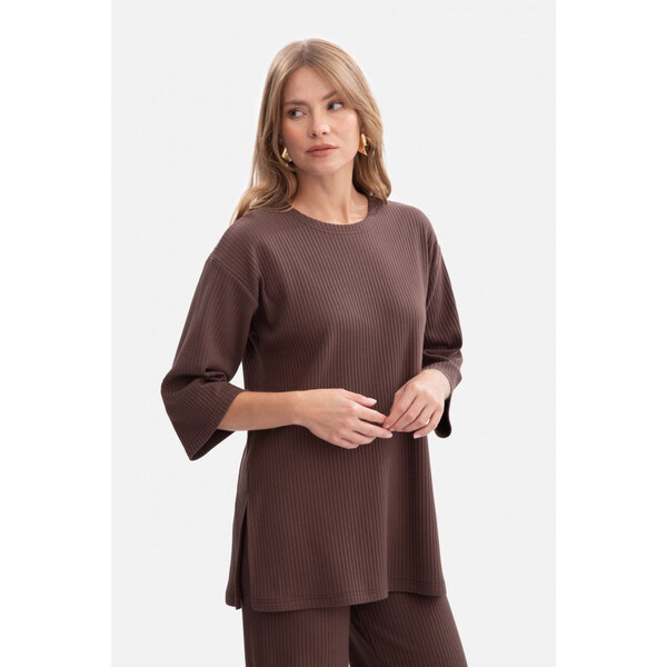 BeWear B301 Rebrovaný pletený top - hnedý 65574453