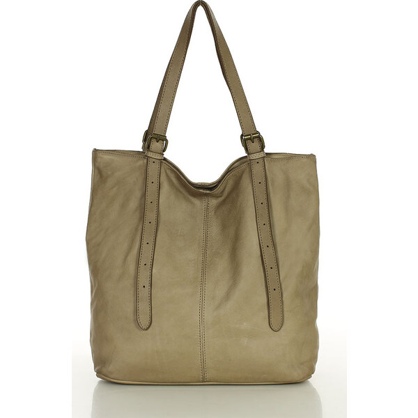 Genuine Leather MARCO MAZZINI Béžová minimalistická kabelka (v201d) 32847370