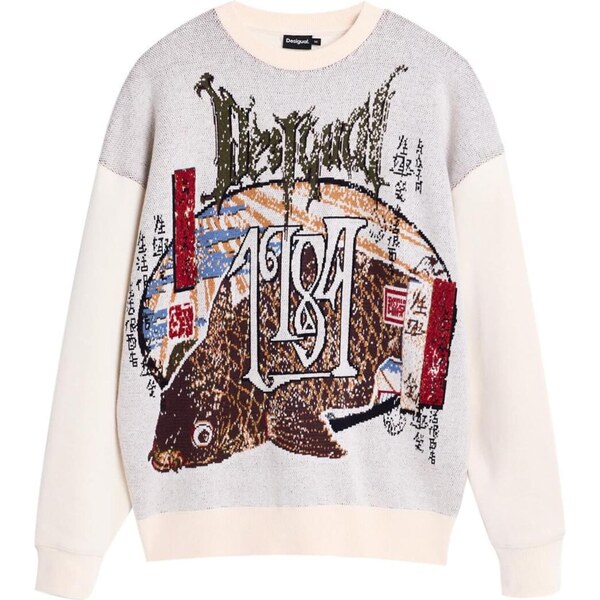 Desigual Sveter béžová / hnedá / svetlosivá / červená / čierna 65889622