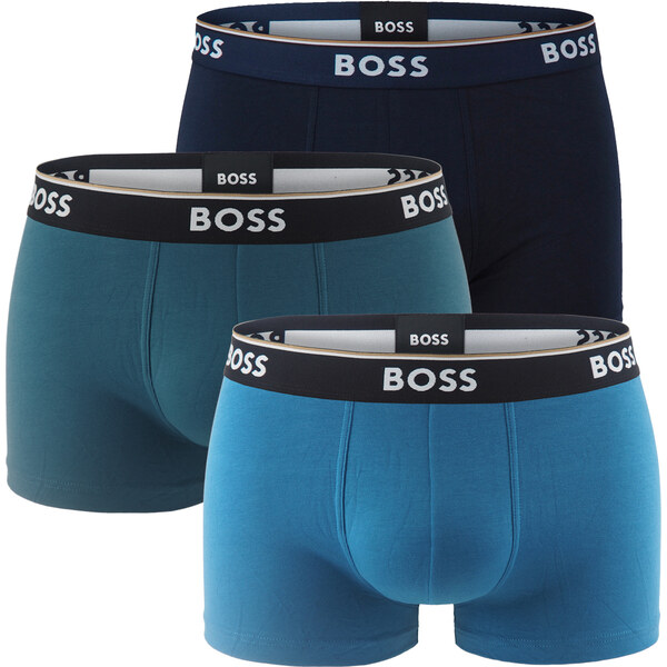 BOSS - boxerky 3PACK Power cotton stretch modern petrol & blue tones 65589519