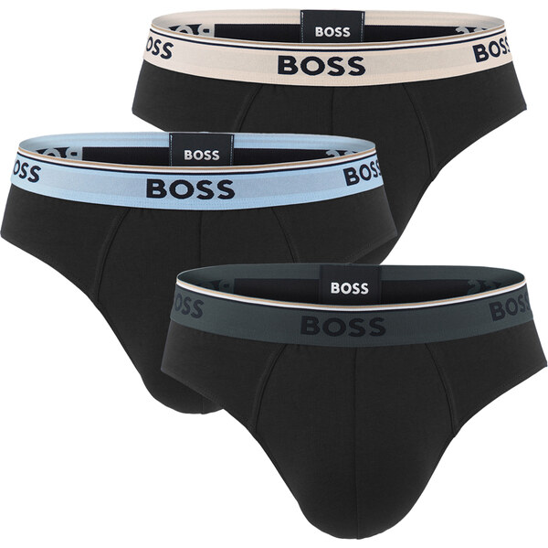 BOSS - slipy 3PACK Power cotton stretch black / modern petrol & blue 65589525