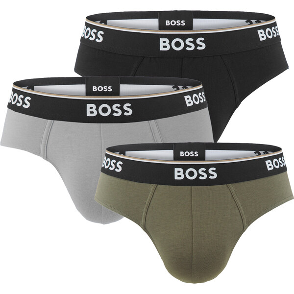 BOSS - slipy 3PACK Power cotton stretch black & forest tones 65589527