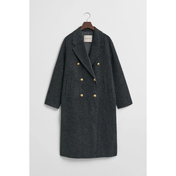 KABÁT GANT CHECKED HANDSTITCHED COAT CHARCOAL MELANGE 65451024
