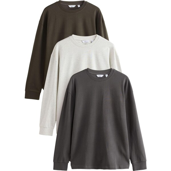 Next Tričko tmavosivá / kaki / biela melírovaná 65695962