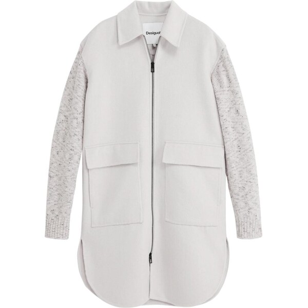Desigual Prechodný kabát šedobiela / biela melírovaná 65731109
