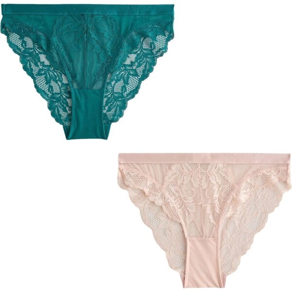 Next Nohavičky krémová / smaragdová 65664140