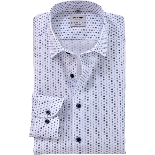 Pánska biela košeľa so vzorom OLYMP body fit predĺžený rukáv 63411818