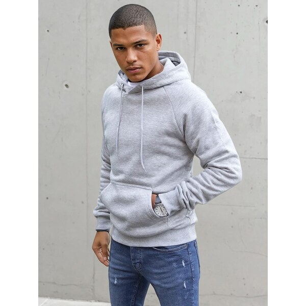 Buďchlap Pohodlná štýlová svetlošedá mikina 36994179