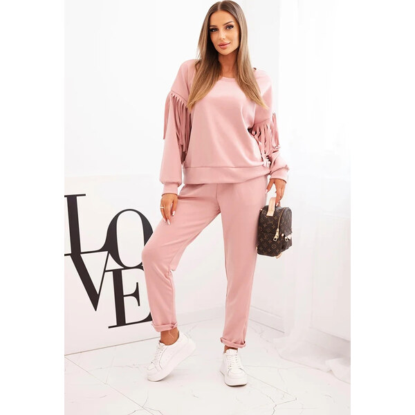 Kesi Púdrová dámska viskózová tepláková súprava so strapcami na 65607024