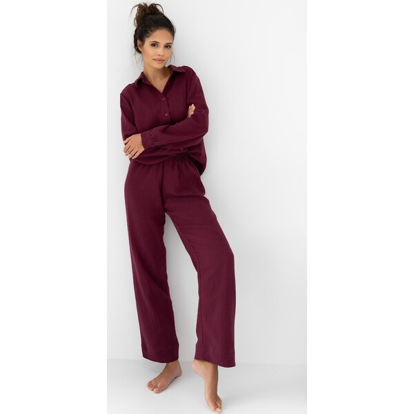 Sensis Vínové dámske mušelínové pyžamo S-XL rozpinaný 65607039
