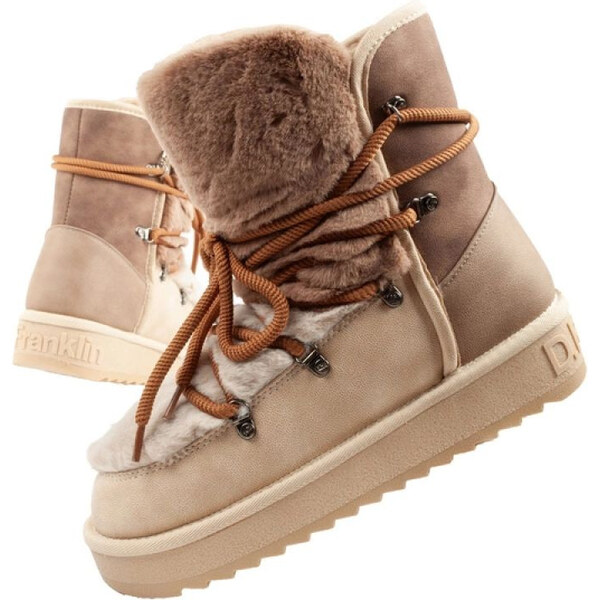D.Franklin snehové topánky dámske zimné módne kožušiny zateplené hnedé 65605018