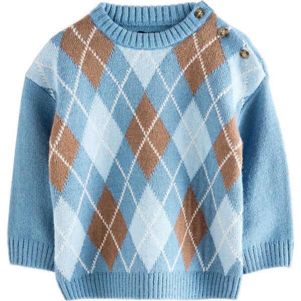 Next Sveter modrosivá / hnedá / biela 65891920