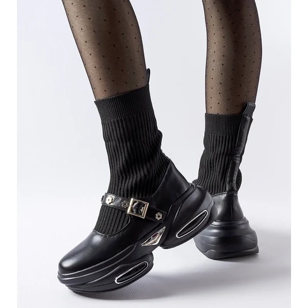 Gemre Čierne čižmy s ponožkovým vrchom Ivana 65608325