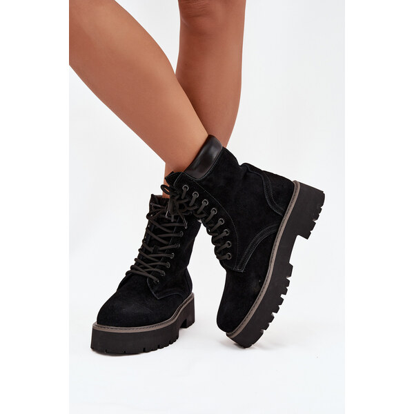 BIG STAR SHOES Semišové dámske pracovné čižmy na šnúrky Big Star 65608408