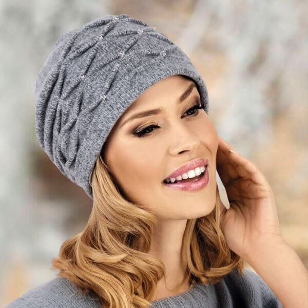 KRUMLOVANKA Dámska zimná čiapka W-0199/983M šedá melange 60136431