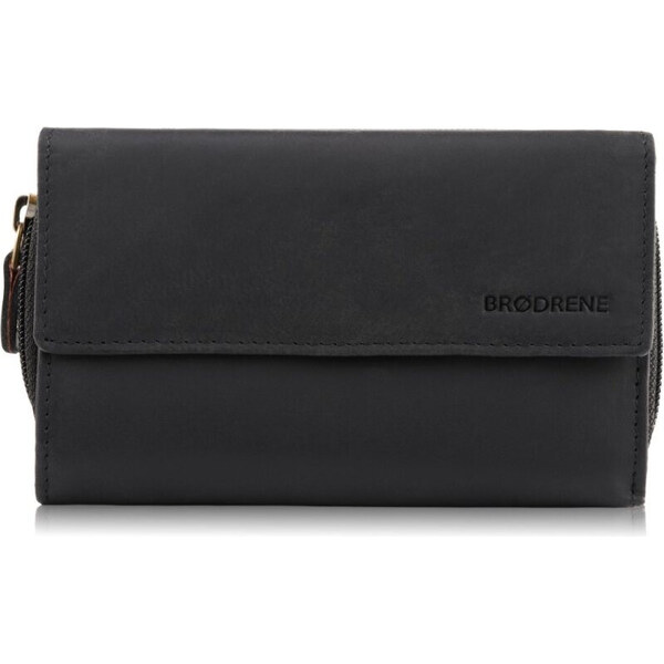 Brødrene Dámska kožená peňaženka z prírodnej kože, veľká | čierna G 65610744