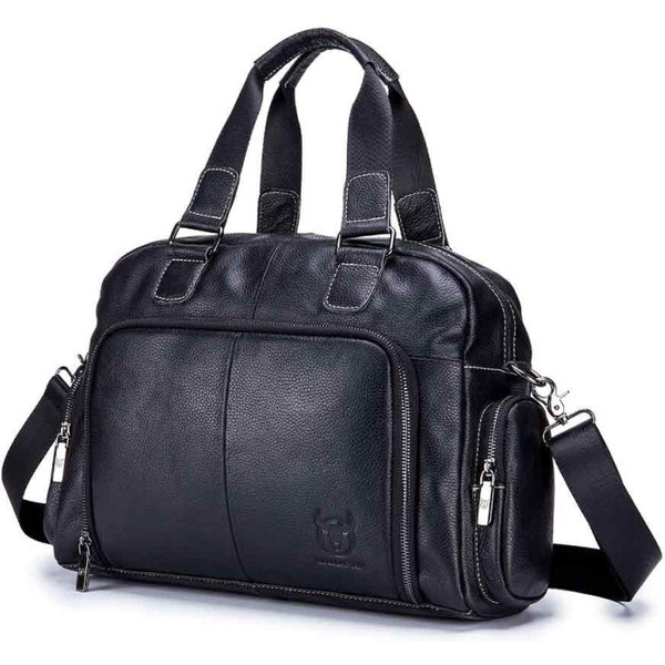 Bullcaptain pánska kožená cestovná taška Briac Čierna 19L 65226966