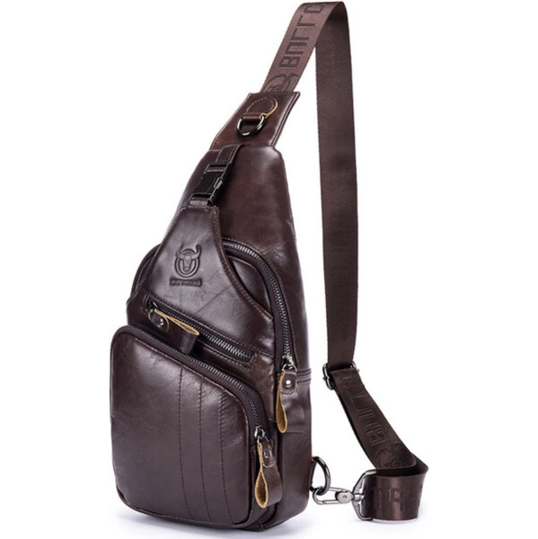 Bullcaptain kožená taška cez rameno Adalard Hnedá 5L 65227502