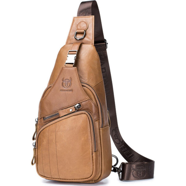 Bullcaptain kožená taška cez rameno Adalard Camel 5L 65227503