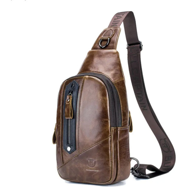 Bullcaptain kožená taška cez rameno Anselm Hnedá 5L 65227523