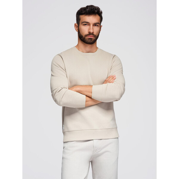 Ombre Mens BASIC sweatshirt with round neckline - light beige 52491327