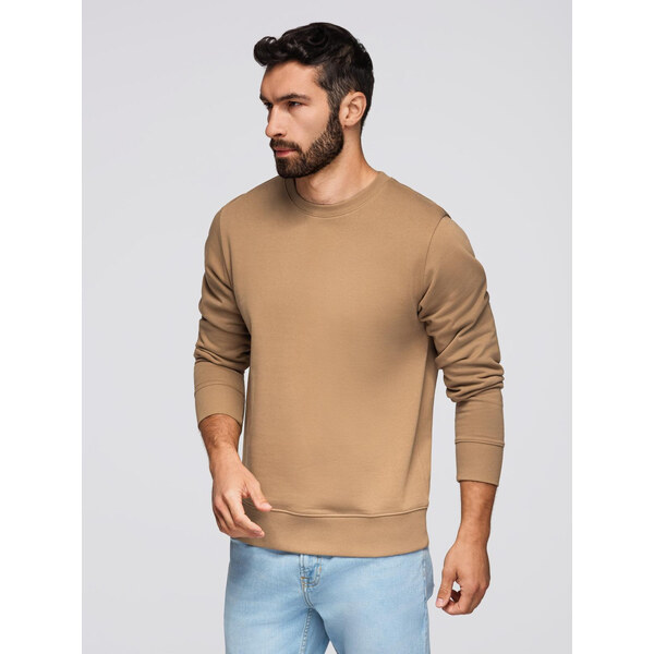 Ombre Mens BASIC sweatshirt with round neckline - brown 57777449
