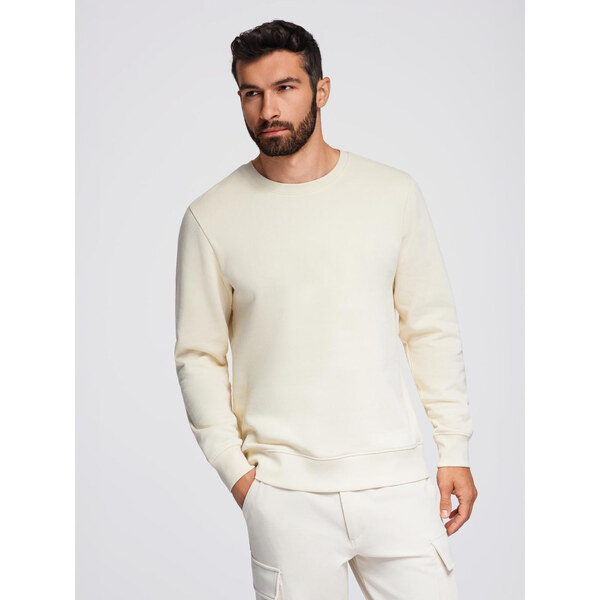 Ombre BASIC mens sweatshirt with round neckline - cream 57777454