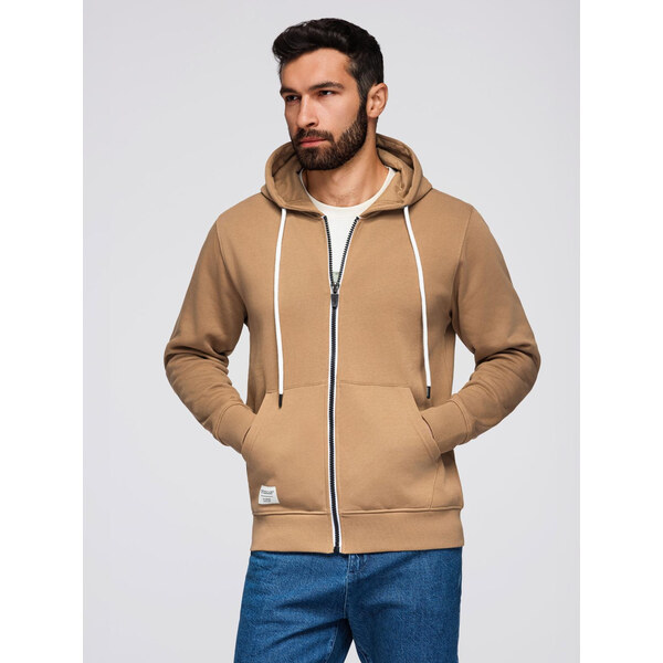 Ombre BASIC mens unbuttoned hooded sweatshirt - brown 57777460