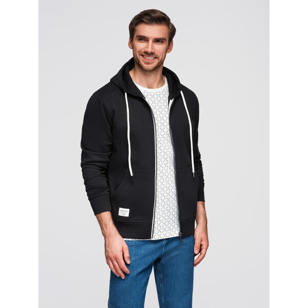 Ombre Mens BASIC unbuttoned hooded sweatshirt - black 57755343