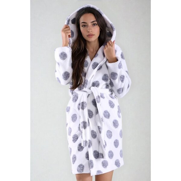 De Lafense Dámsky župan Ruby biely s šedými bodkami 19509247