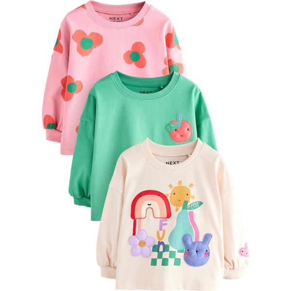 Next Tričko žltá / nefritová / svetloružová / biela 65886696