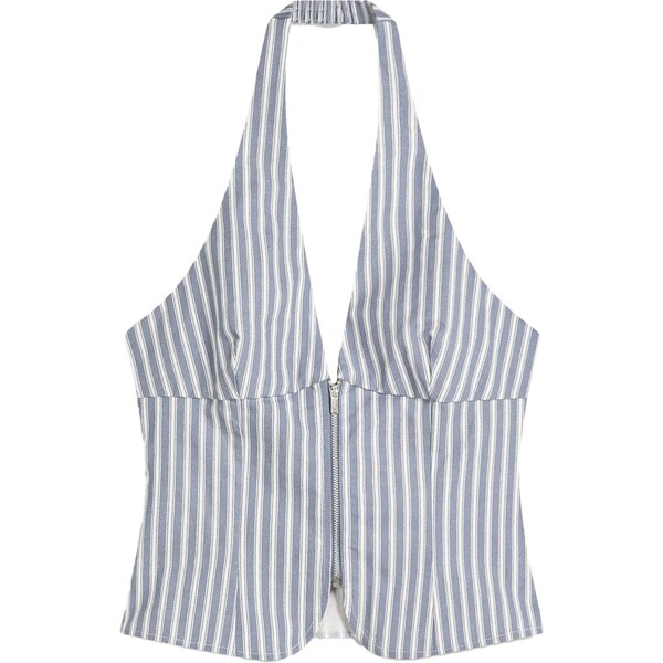 Bershka Top tmavomodrá / biela 65888318